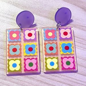 Colorful floral quilt earrings!